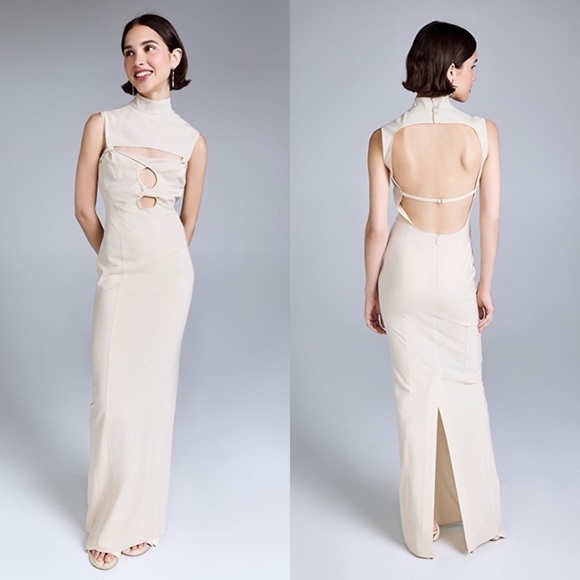 Jacquemus La Robe Palmi Wool Cut-Out Maxi Dress Off-White Size 38 NWT - Picture 8 of 11